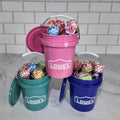 Mini Bucket Candy Gift Set Trio – Peppermint & Lollipops (Pink, Teal, Blue)
