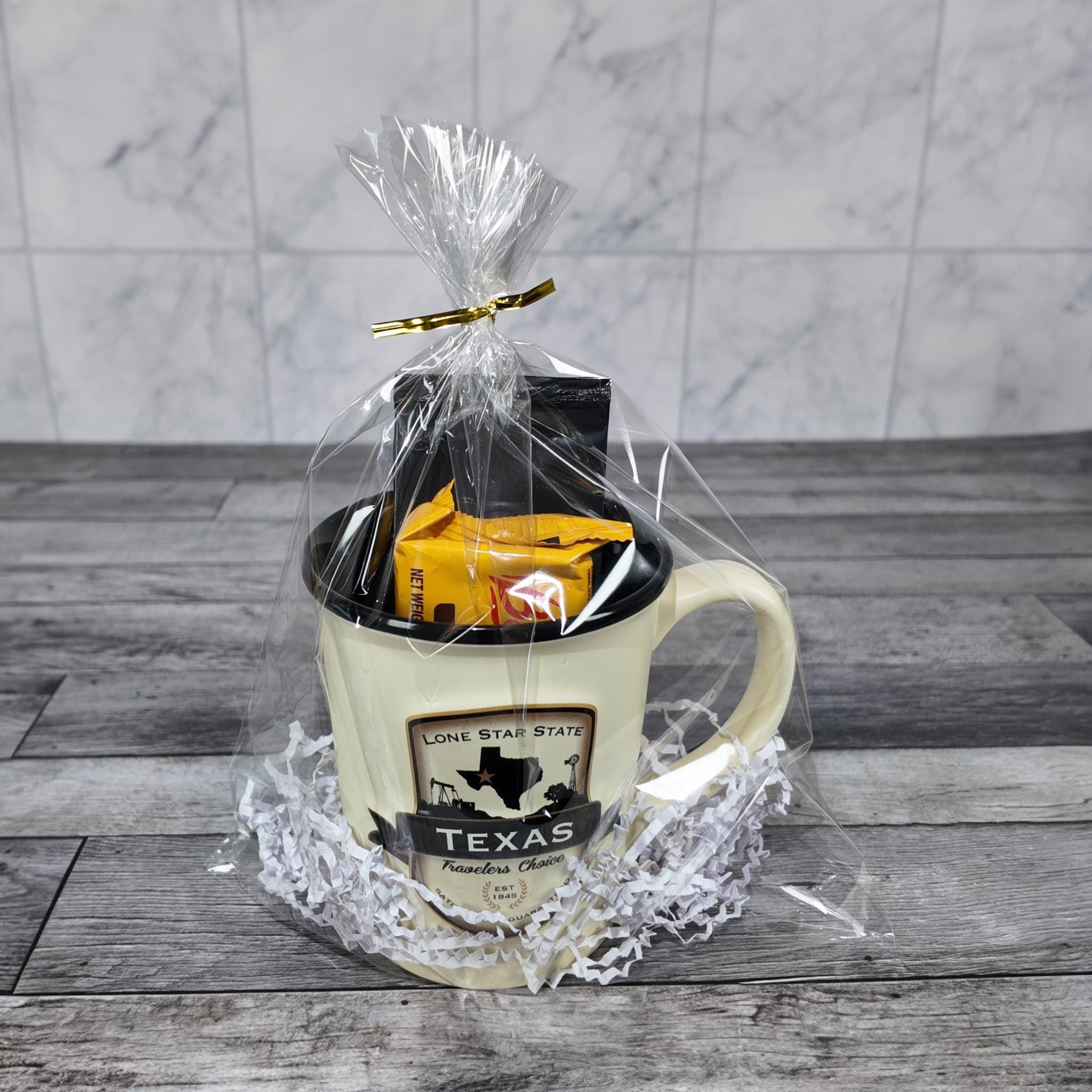 Texas Emblem Coffee Mug Gift Set (HEB Coffee & Bauducco Wafer)