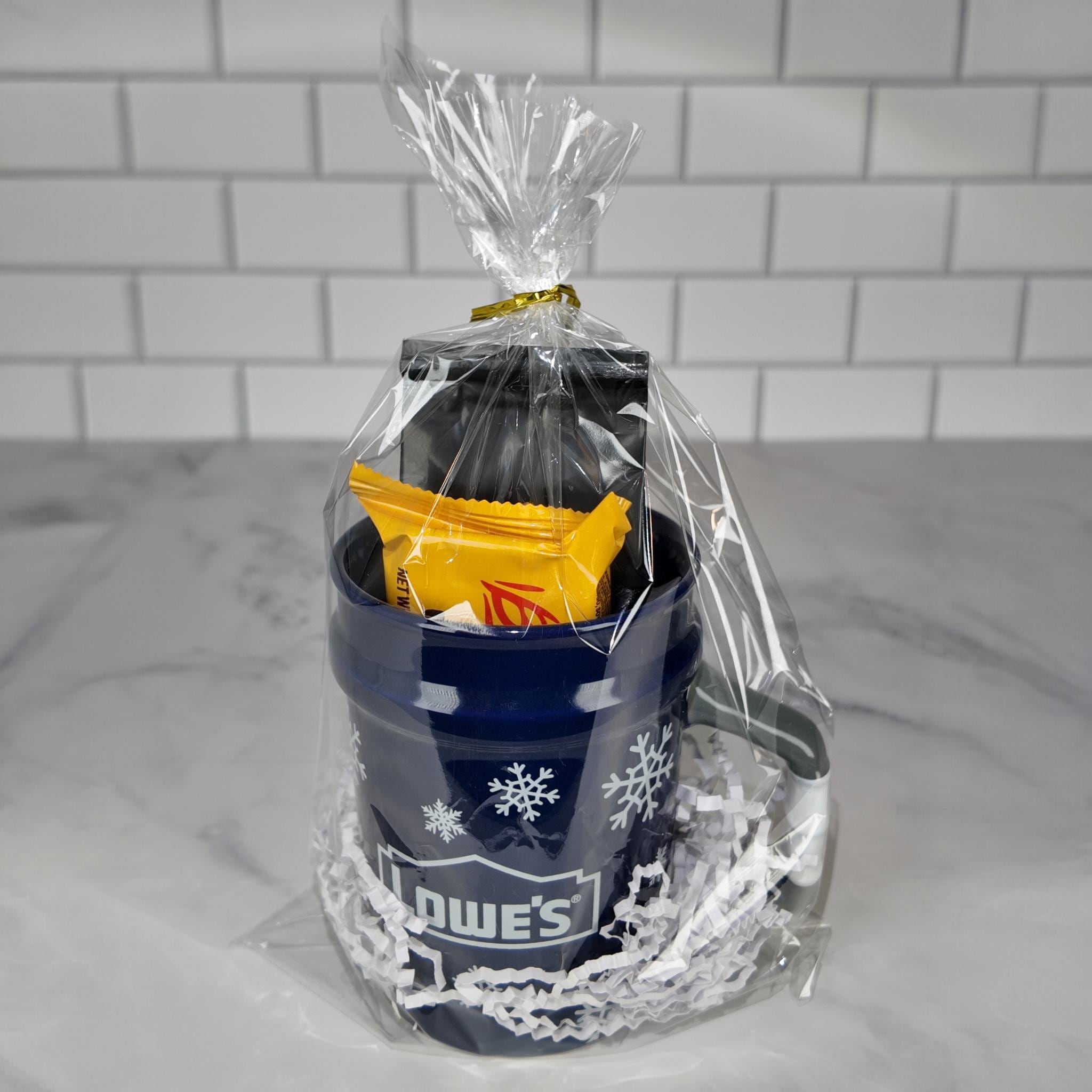 5 Gallon Bucket Style Mug Gift Set – Blue Ceramic Coffee Cup with Wafer Cookies