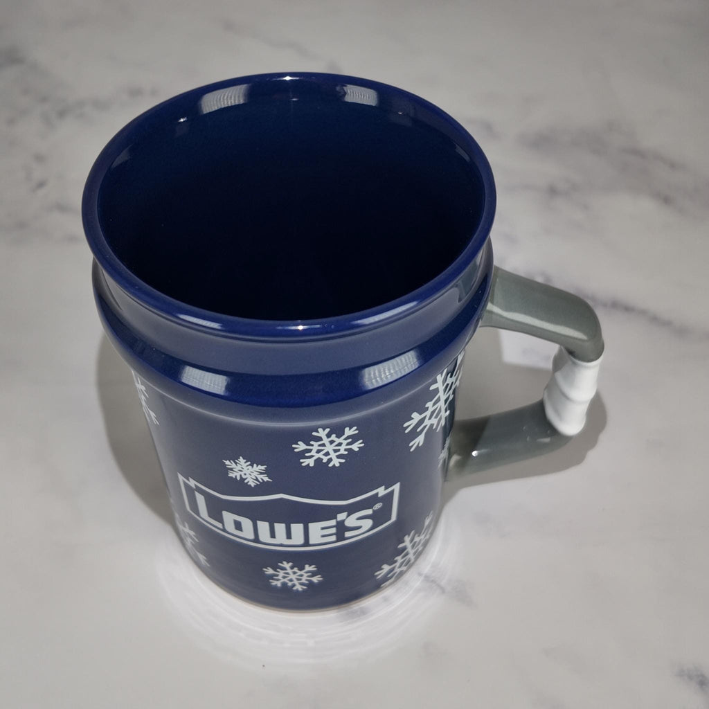 5 Gallon Bucket Style Mug Gift Set – Blue Ceramic Coffee Cup with Wafer Cookies