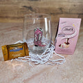 Pink Cowboy Boot Stemless Wine Glass with Chocolates – Western Gift Set