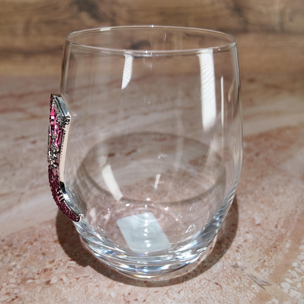 Pink Cowboy Boot Stemless Wine Glass with Chocolates – Western Gift Set