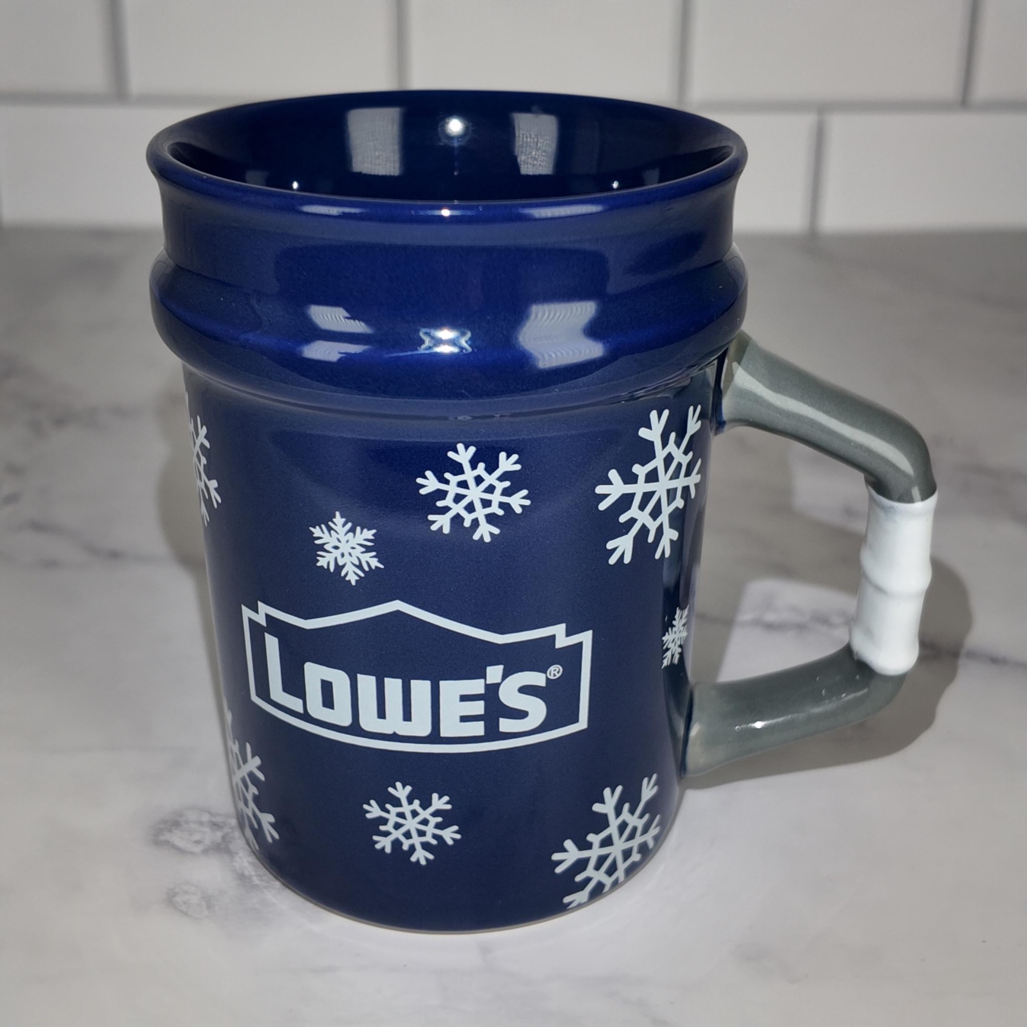 5 Gallon Bucket Style Mug Gift Set – Blue Ceramic Coffee Cup with Wafer Cookies