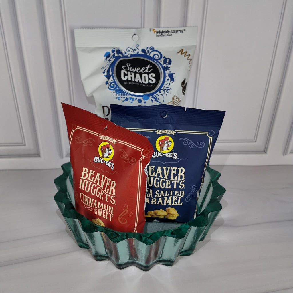 Large Bottle Cap Snack Bowl Gift Set – Caramel Corn Nuggets Bundle