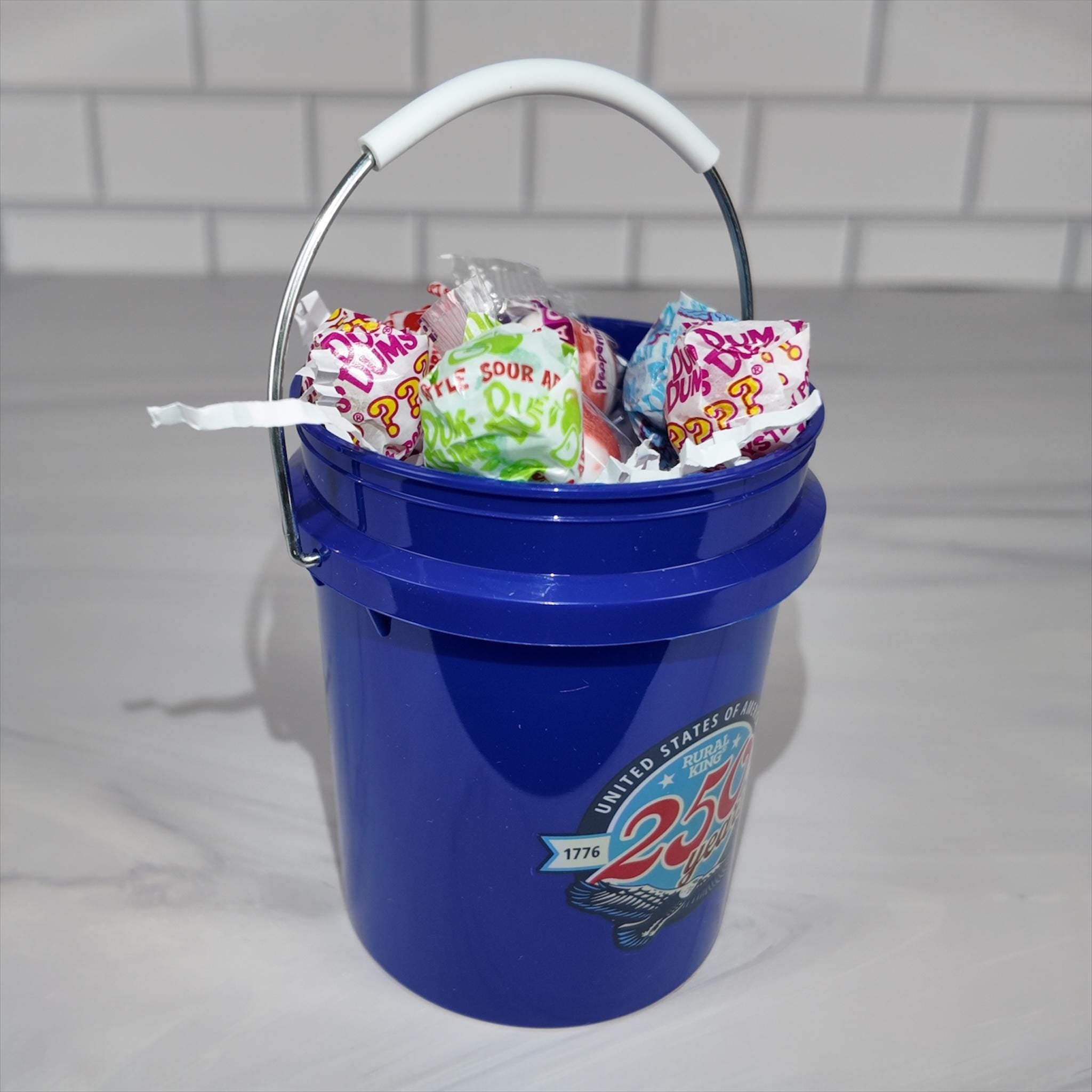 America 250 Years Mini Bucket Peppermint Lollipop Gift Basket Set