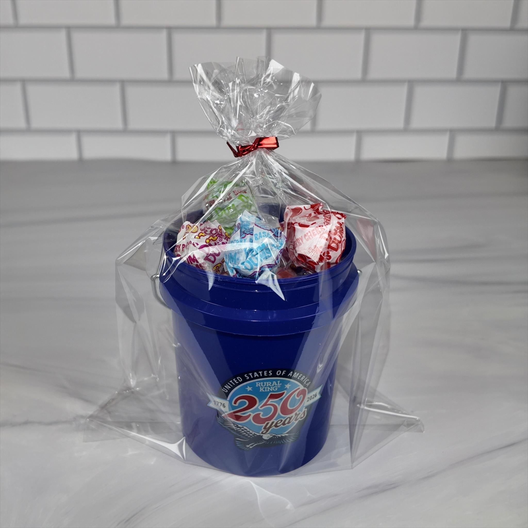 America 250 Years Mini Bucket Peppermint Lollipop Gift Basket Set