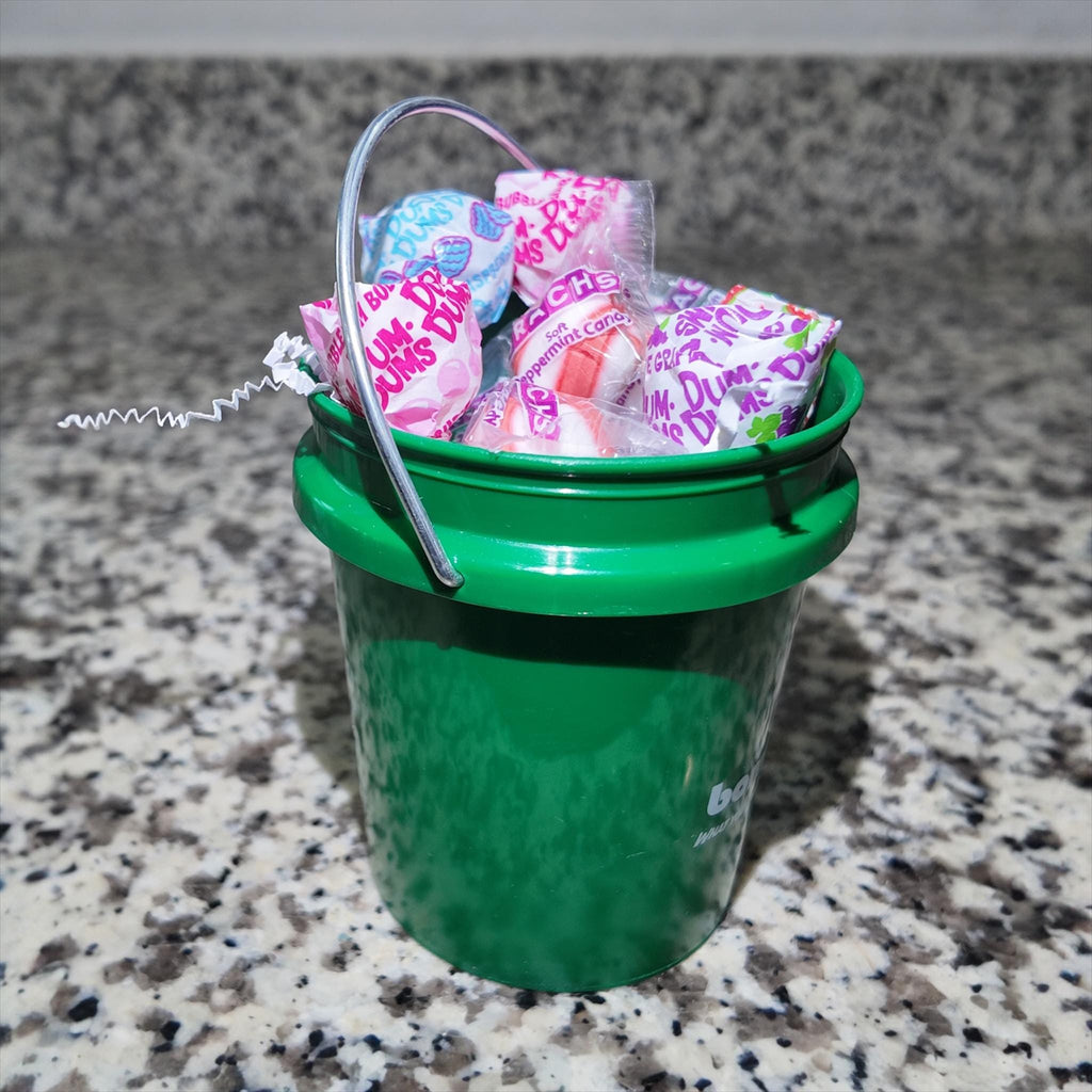 White or Green Mini Bucket Candy Gift Basket Set