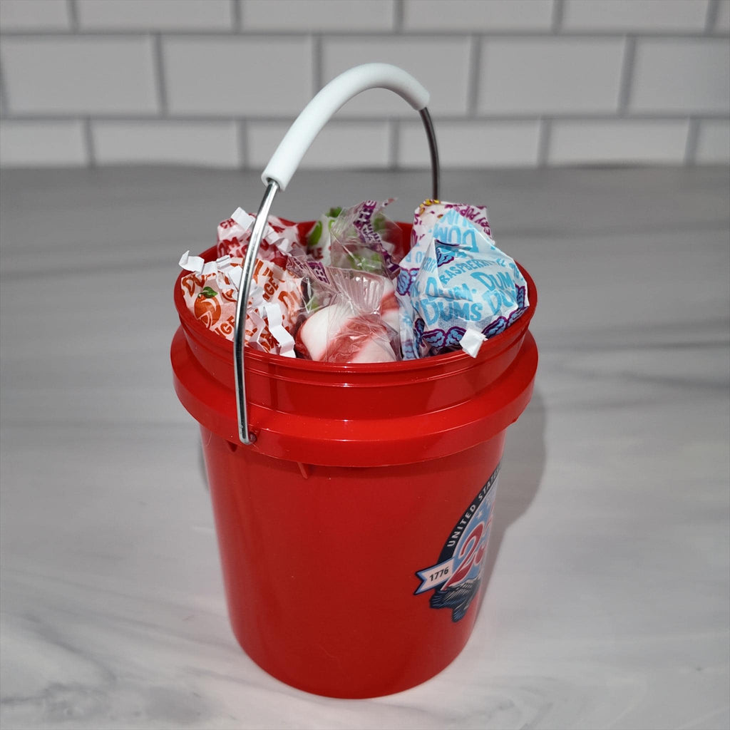 America 250 Years Mini Bucket Peppermint Lollipop Gift Basket Set