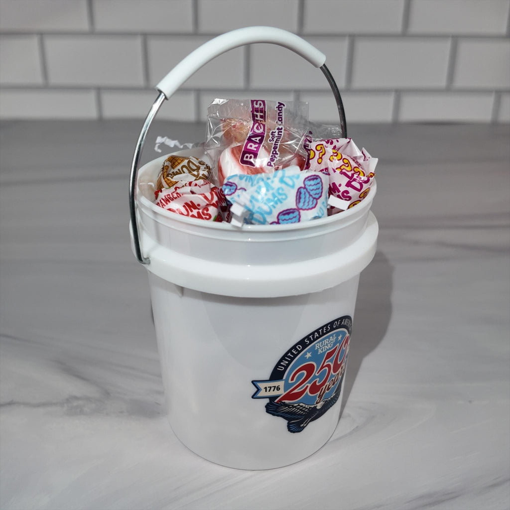 America 250 Years Mini Bucket Peppermint Lollipop Gift Basket Set