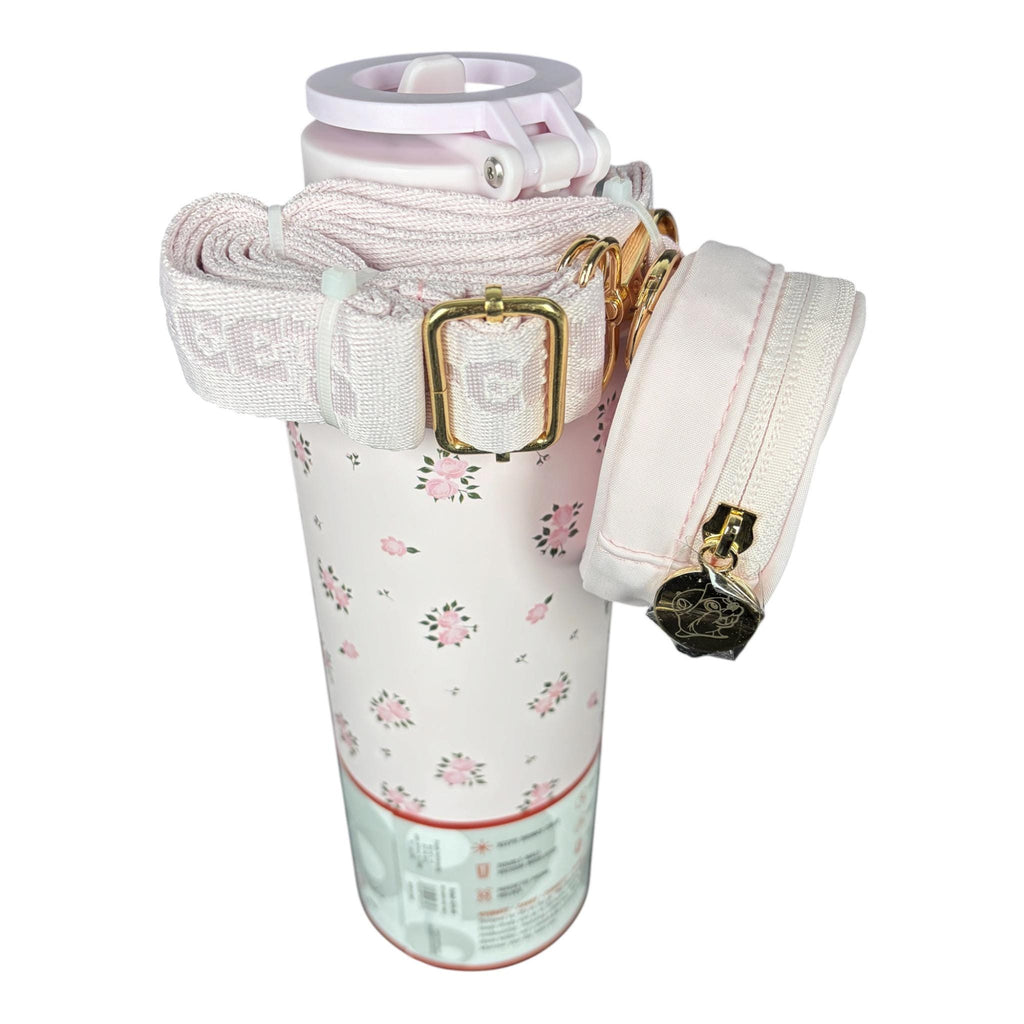 Pink Floral 40 oz Hands-Free Tumbler with Candy Bundle