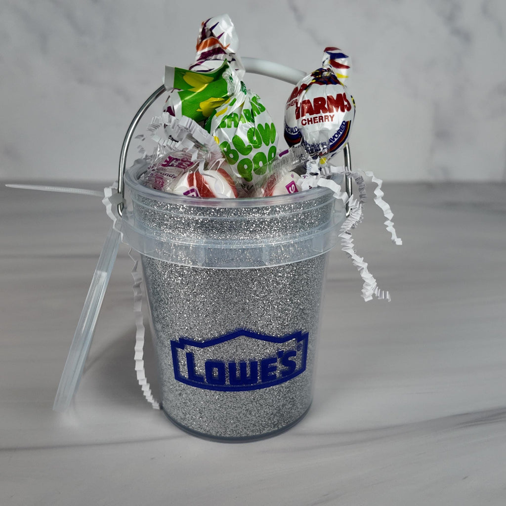 Silver Glitter Mini Bucket Gift Basket