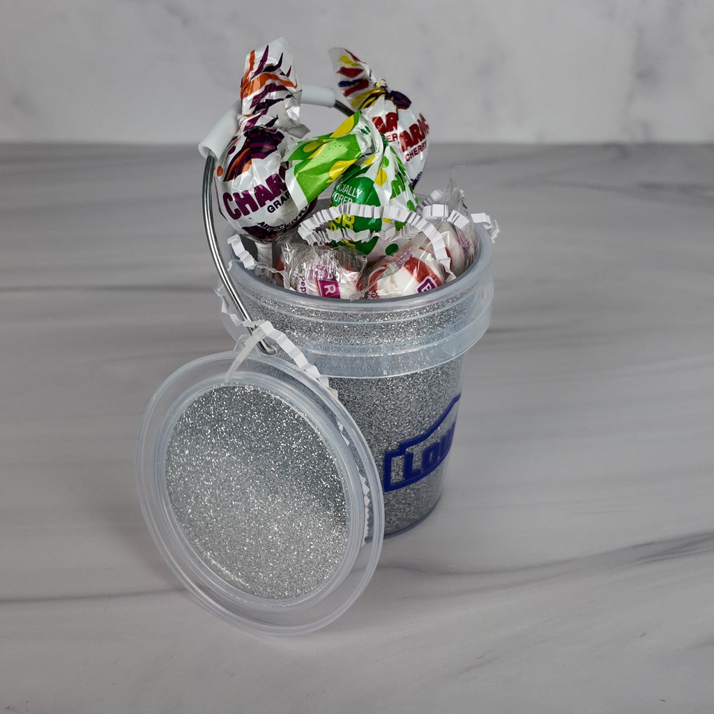 Silver Glitter Mini Bucket Gift Basket
