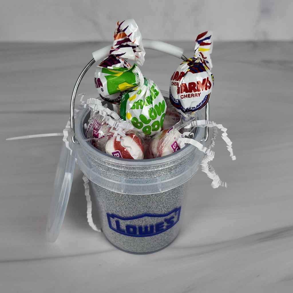 Silver Glitter Mini Bucket Gift Basket