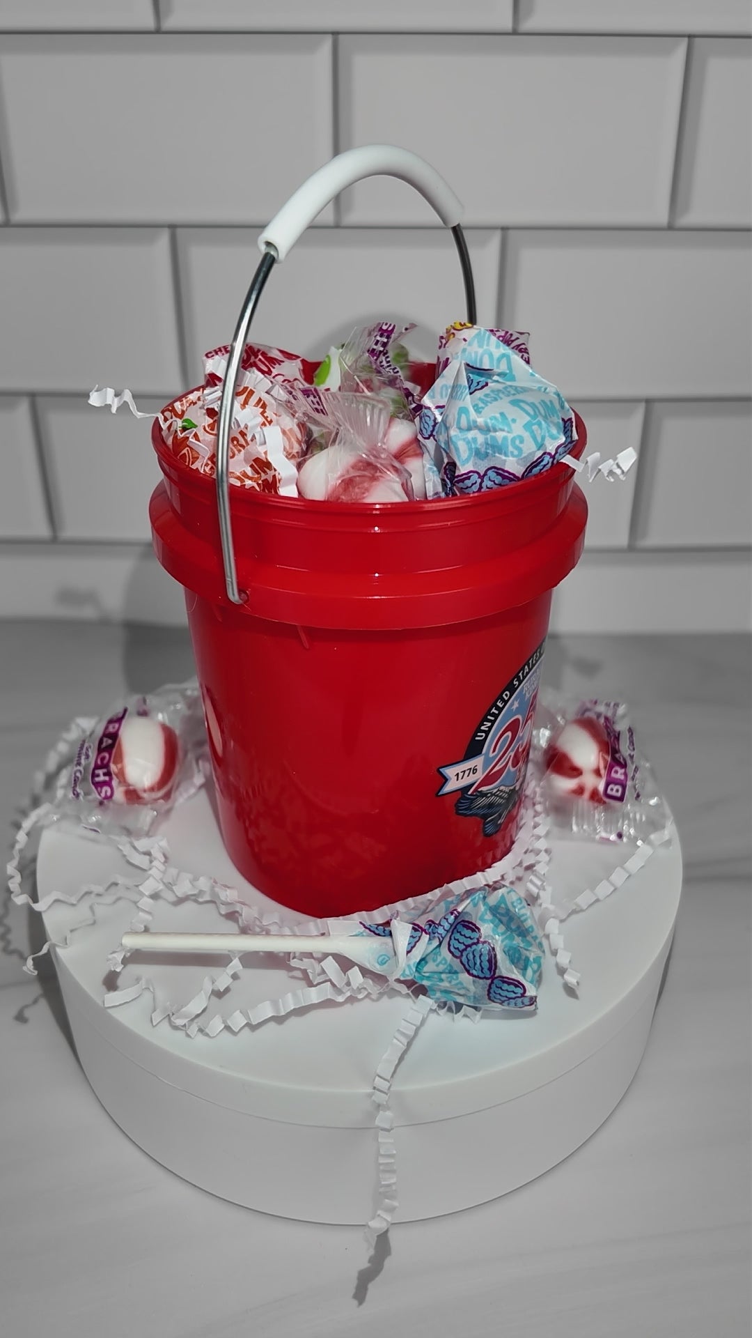 America 250 Years Mini Bucket Peppermint Lollipop Gift Set (Rural King)